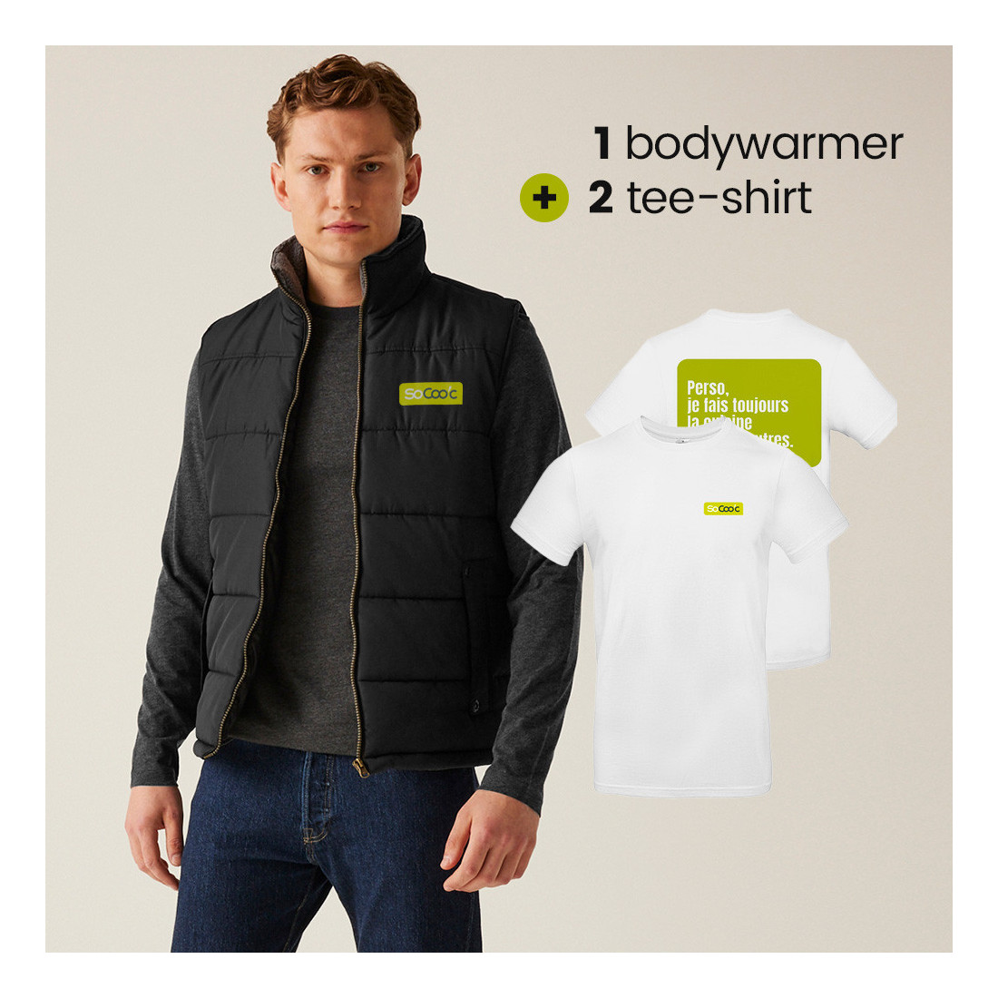 Kit poseur1 bodywarmer + 2 tee-shirts Kit poseur1 bodywarmer + 2 tee-shirts