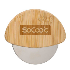 Roulette à pizza en bambou et acier